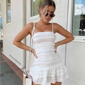 Princess Polly- Molina  White Ruffle Dress